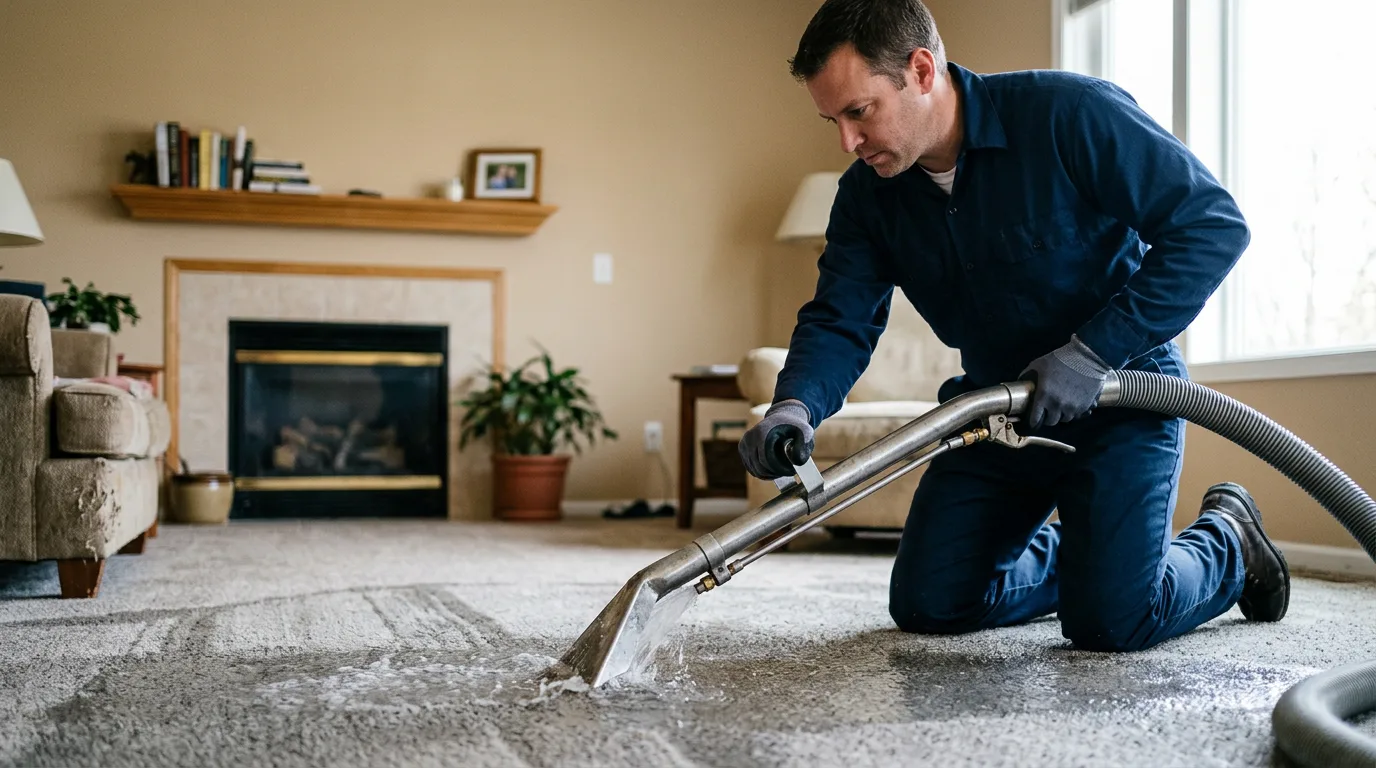Water damage restoration technician working near Junction City, OH